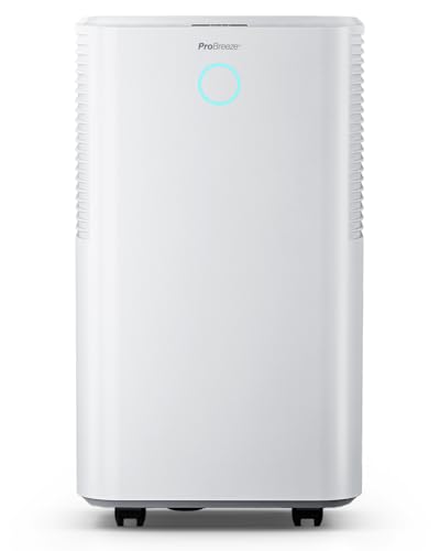 Pro Breeze Luftentfeuchter 12L in 24h Entfeuchtungsleistung - Luftentfeuchter elektrisch mit Feuchtigkeitssensor, Ablaufschlauch, Digitalanzeige, Schlafmodus, Timer - Gegen Feuchtigkeit, Schimmel