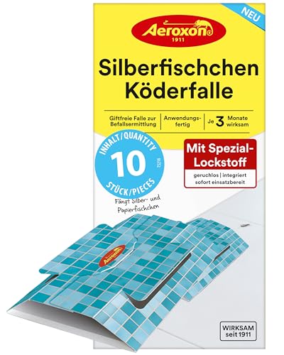 Silberfisch-Köderfallen - 10 Stück, Köder für Silberfische mit starkem Lockstoff und Klebewirkung