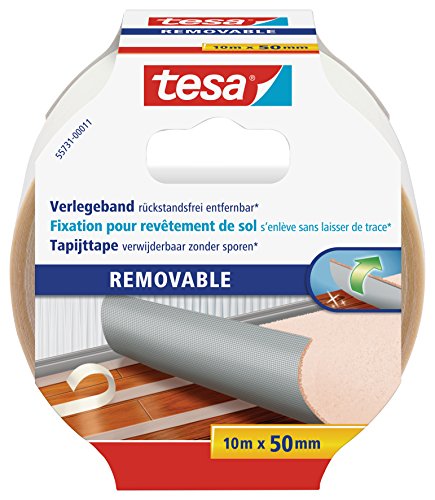 tesa Verlegeband / doppelseitiges Klebeband als Papierfisch-Barriere und Schutz Ihres Bettes, 10 m x 50 mm